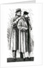 Stylish couple putting on raincoats in the rain by Anonymous