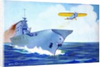 Prop plane taking off from an early aircraft carrier by Anonymous