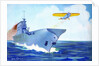 Prop plane taking off from an early aircraft carrier by Anonymous