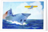 Prop plane taking off from an early aircraft carrier by Anonymous