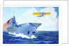 Prop plane taking off from an early aircraft carrier by Anonymous
