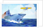 Prop plane taking off from an early aircraft carrier by Anonymous