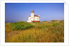 Morning light adds beauty to fog and Coquille River Lighthouse, Bandon, Oregon Coast, Pacific Ocean, by Anonymous
