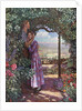 Young man embracing his love in a flower garden by Anonymous