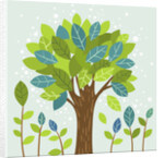 A large tree in the center and small trees by Anonymous