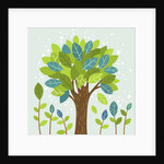 A large tree in the center and small trees by Anonymous