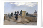 A Windy Day on the Pont des Arts, Paris by Jean Beraud