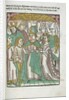 Woodcut illustration of marriage ceremony from Medieval book by Anonymous