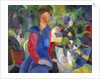 Woman with Fishbowl (Gemalde Madchen mit Fischglas) by August Macke