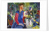 Woman with Fishbowl (Gemalde Madchen mit Fischglas) by August Macke