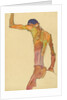 Standing Male Nude with Arm Raised, Back View by Egon Schiele