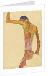 Standing Male Nude with Arm Raised, Back View by Egon Schiele