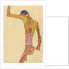 Standing Male Nude with Arm Raised, Back View by Egon Schiele