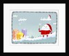 Snowman wearing santa clothes with blue winter background by Anonymous