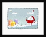 Snowman wearing santa clothes with blue winter background by Anonymous