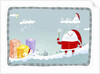 Snowman wearing santa clothes with blue winter background by Anonymous