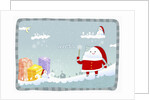 Snowman wearing santa clothes with blue winter background by Anonymous