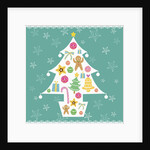 Christmas with tree and decorations with green background by Anonymous