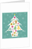 Christmas with tree and decorations with green background by Anonymous