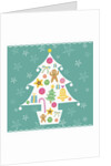 Christmas with tree and decorations with green background by Anonymous