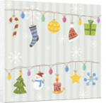Christmas with decorations with gray background by Anonymous