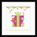 Christmas with pink gift box and decorations by Anonymous