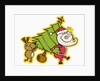 Santa and rudolph carrying tree by Anonymous