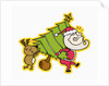 Santa and rudolph carrying tree by Anonymous