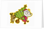 Santa and rudolph carrying tree by Anonymous