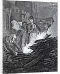 Puritan iconoclasts on the road to Norwich burning a church crucifix in front of the church. by Anonymous