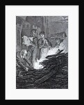 Puritan iconoclasts on the road to Norwich burning a church crucifix in front of the church. by Anonymous