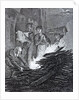 Puritan iconoclasts on the road to Norwich burning a church crucifix in front of the church. by Anonymous