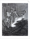 Puritan iconoclasts on the road to Norwich burning a church crucifix in front of the church. by Anonymous