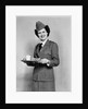 1940s army woman with lunch tray with a glass of milk and sandwich by Anonymous