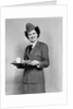 1940s army woman with lunch tray with a glass of milk and sandwich by Anonymous