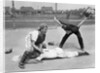 1950s little league umpire calling safe player sliding into home plate by Anonymous