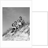 1930s group young men women posed on beach sand dune by Anonymous