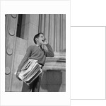 1950s 1960s paperboy selling newspapers shouting extra extra by Anonymous
