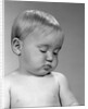 1960s portrait baby nodding off to sleep by Anonymous