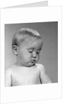 1960s portrait baby nodding off to sleep by Anonymous