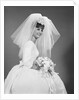 1960s bride portrait in wedding dress veil bridal bouquet by Anonymous