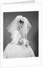 1960s bride portrait in wedding dress veil bridal bouquet by Anonymous
