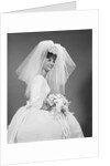 1960s bride portrait in wedding dress veil bridal bouquet by Anonymous