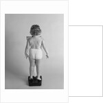 Back view of chubby girl wearing panties weighing herself by Anonymous