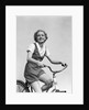 1930s smiling blonde woman riding bicycle looking at camera by Anonymous