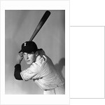 1950s portrait baseball player batting at bat looking at camera by Anonymous