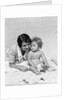 1920s 1930s woman mother lying sitting with baby on blanket by Anonymous