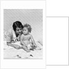 1920s 1930s woman mother lying sitting with baby on blanket by Anonymous