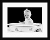 1930s 1940s smiling happy baby sitting in enameled tin bathtub by Anonymous