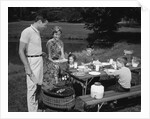 1950s family picnic bar-b-cue mom dad children by Anonymous